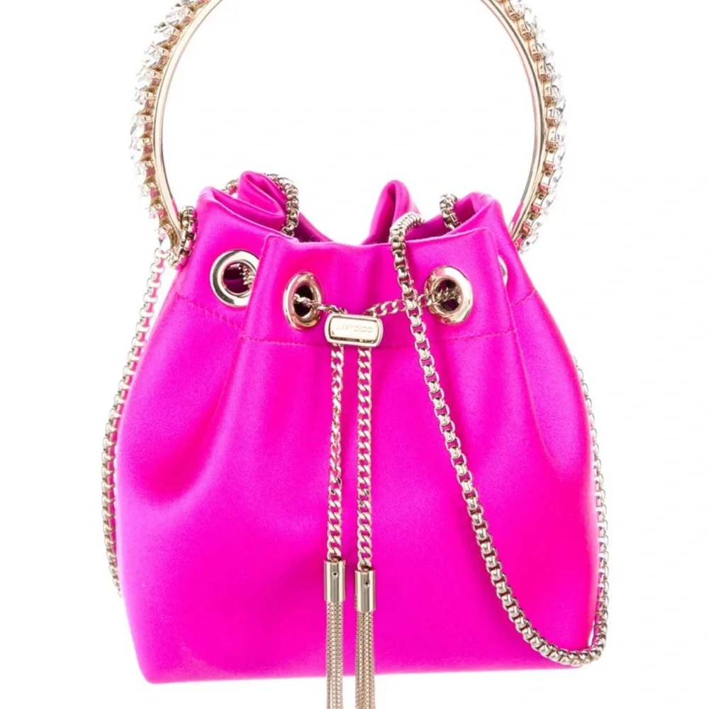 Jimmy Choo Vibrant Pink Chain Shoulder Bag - Picture 1 of 5